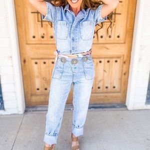 Shortsleeve denim romper
